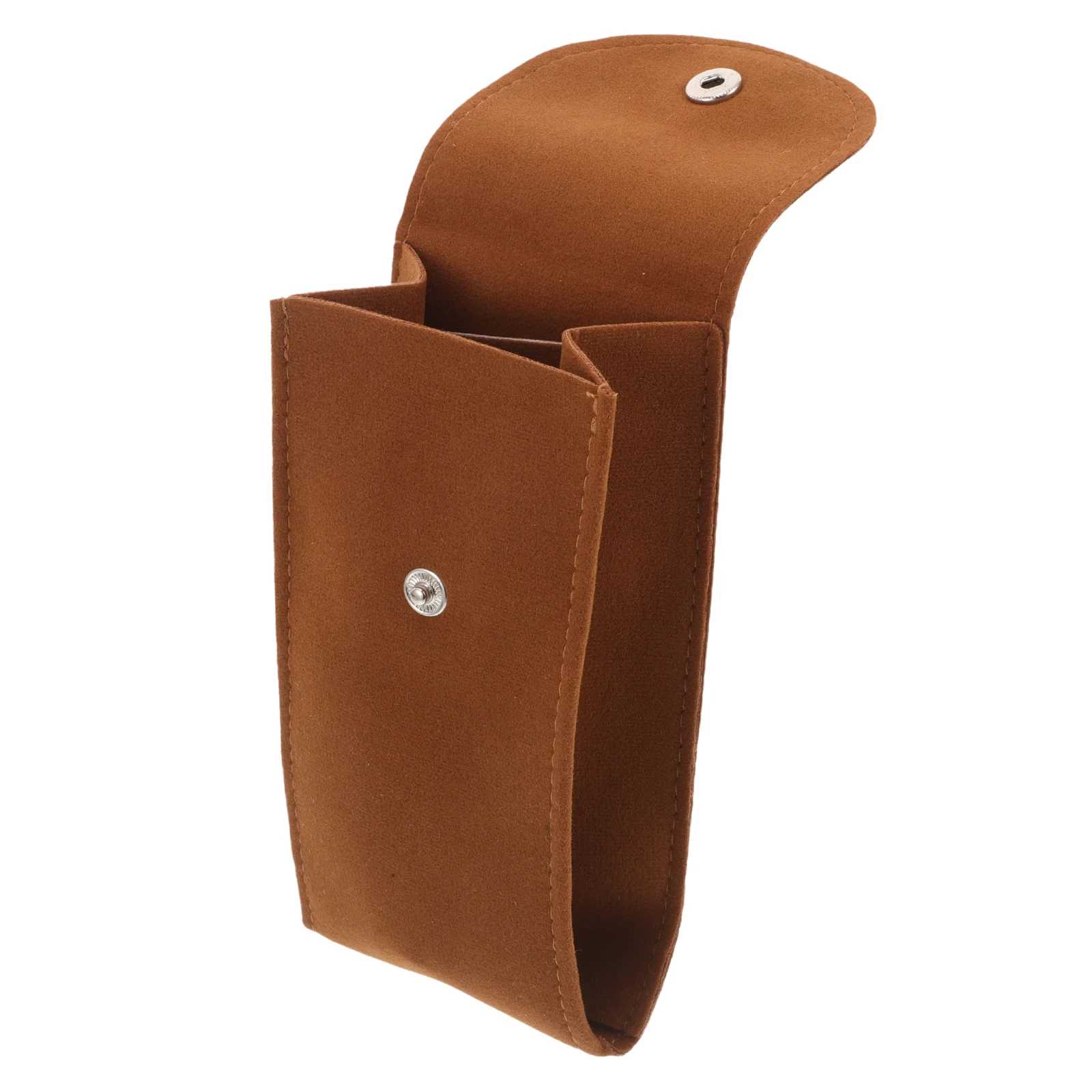 

Double Snap Button Watch Pouch Thickened Scratch Resistant Flannel Brown Portable Storage ganizer Outdoor Camping