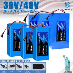 【New】48V 36V 10Ah 14Ah 16Ah 20Ah 18650 Rechargeable Lithium Battery Pack Built-in 30A BMS with 2A fast charger