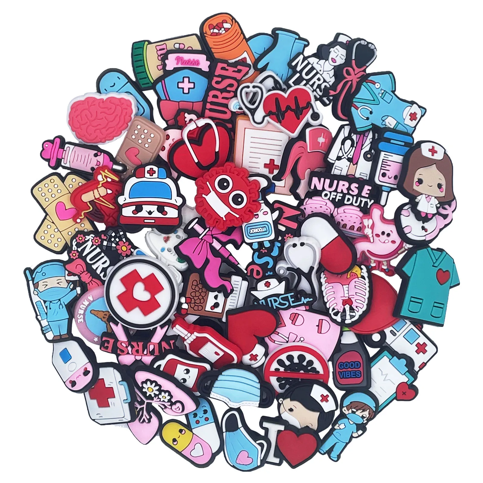 10-50 יחידות סדרת הרופאים צמידי נעליים אקראיים למחזיק מפתחות לנעליים, סנדלים, שקיות חוף, קישוטי נעליים בעצמך, סיכות לנעליים