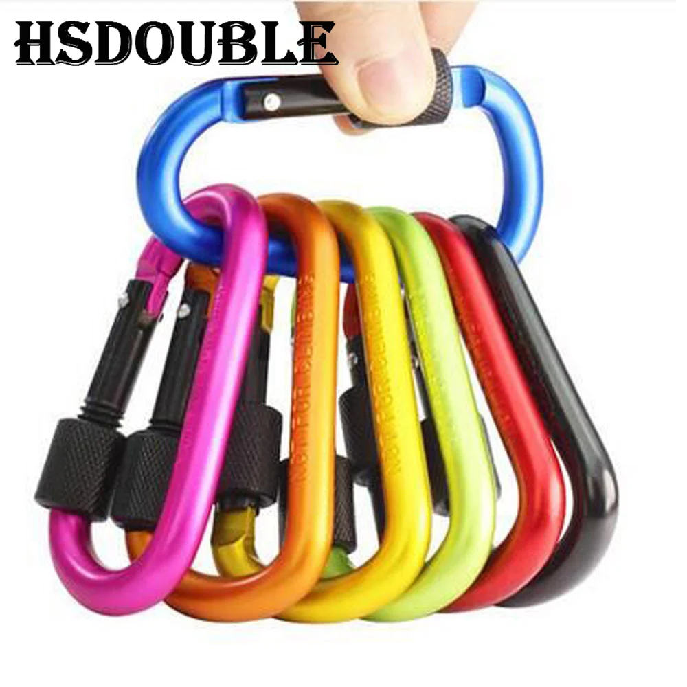 1Pcs Aluminum Carabiner D-Ring Key Chain Clip Snap Hook Karabiner Camping Keyring 8 Colors