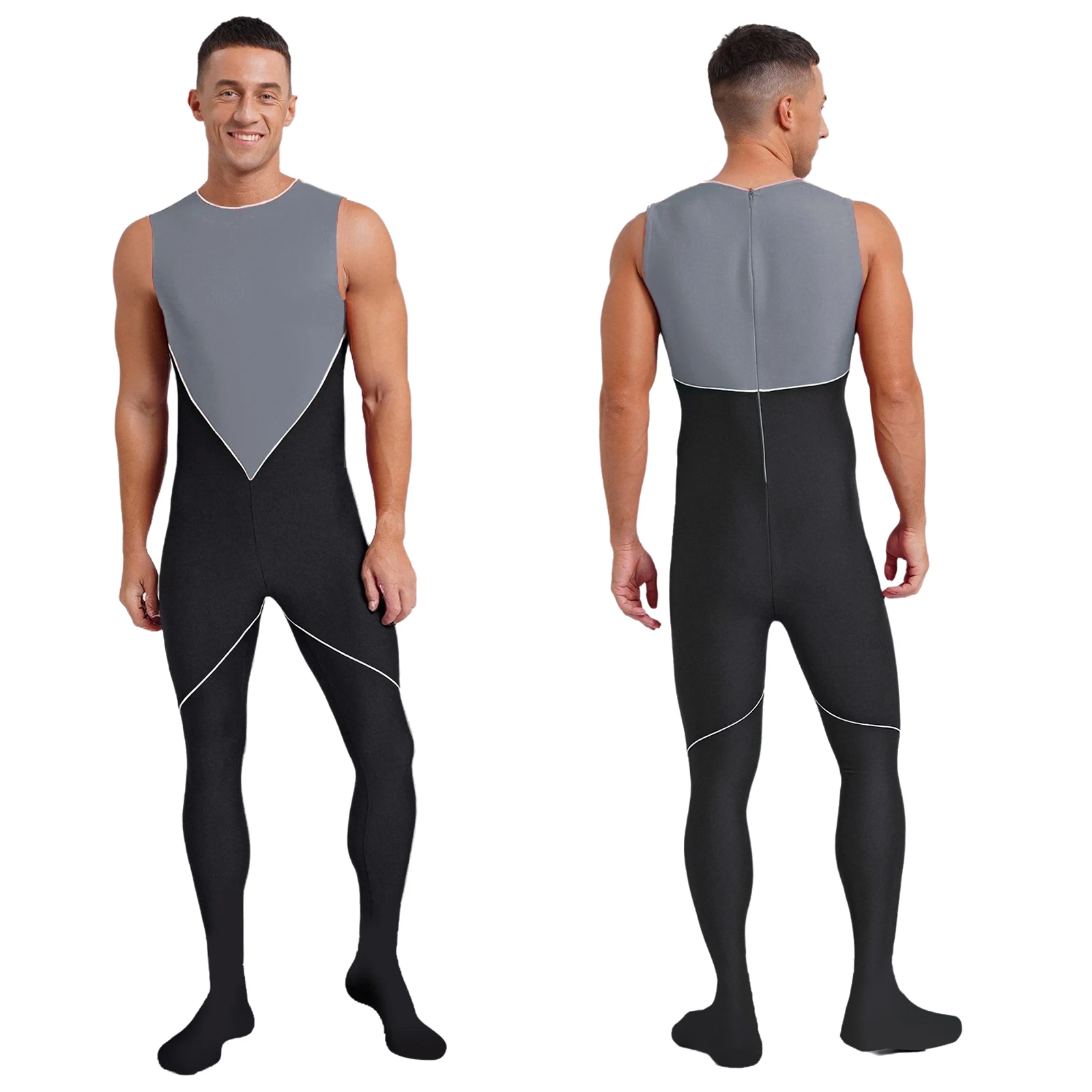 

Men Gymnastics Gym Sport Workout Dance Jumpsuit Stretchy Slim Fit Full Body Leotard for Practice Exercise Acrobatics Outfit