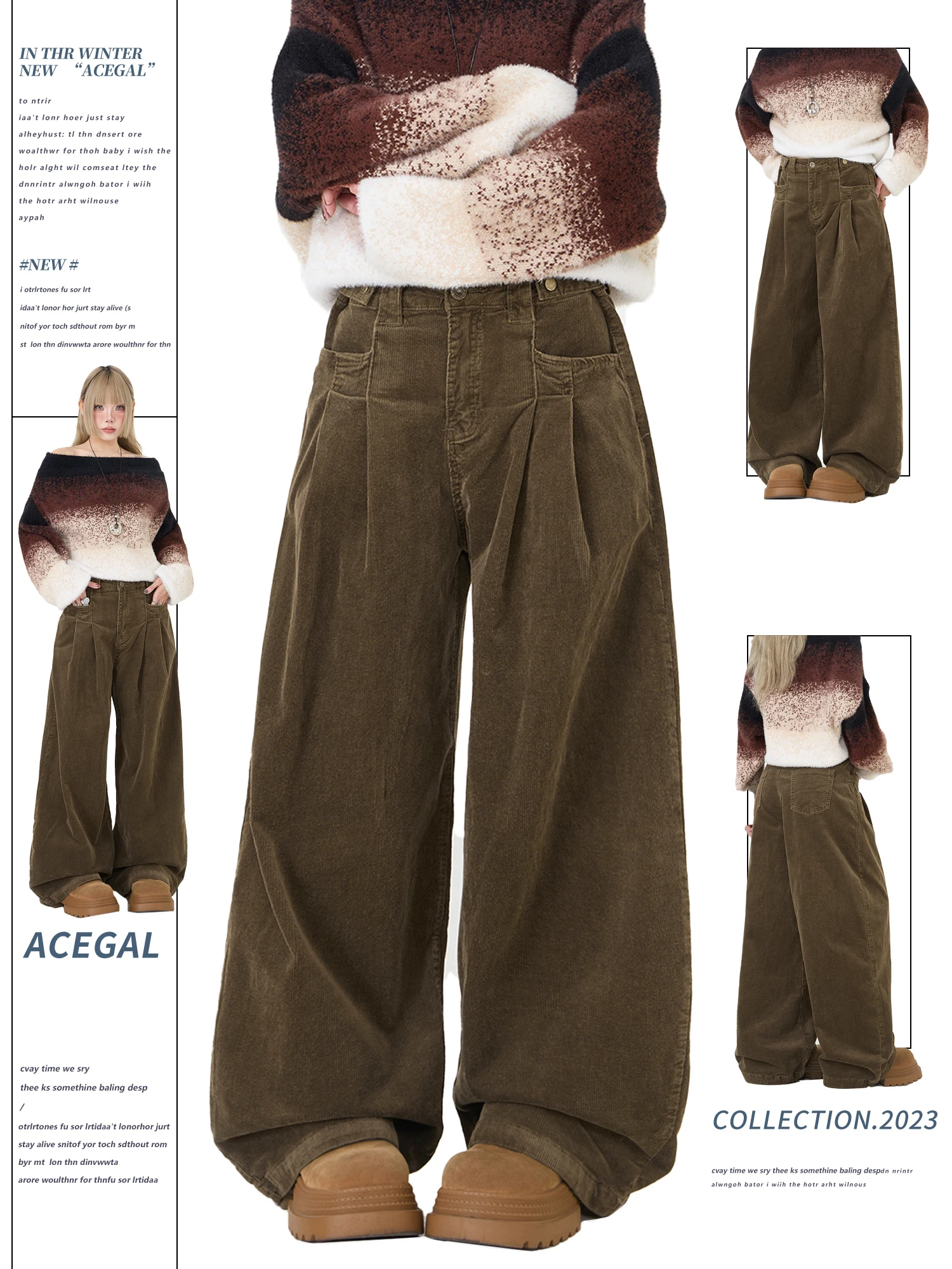 

Retro American Corduroy Work Pants Adjustable Waist Wide Leg Pleated Long Trousers Men Women Casual Pants Comfortable Fit