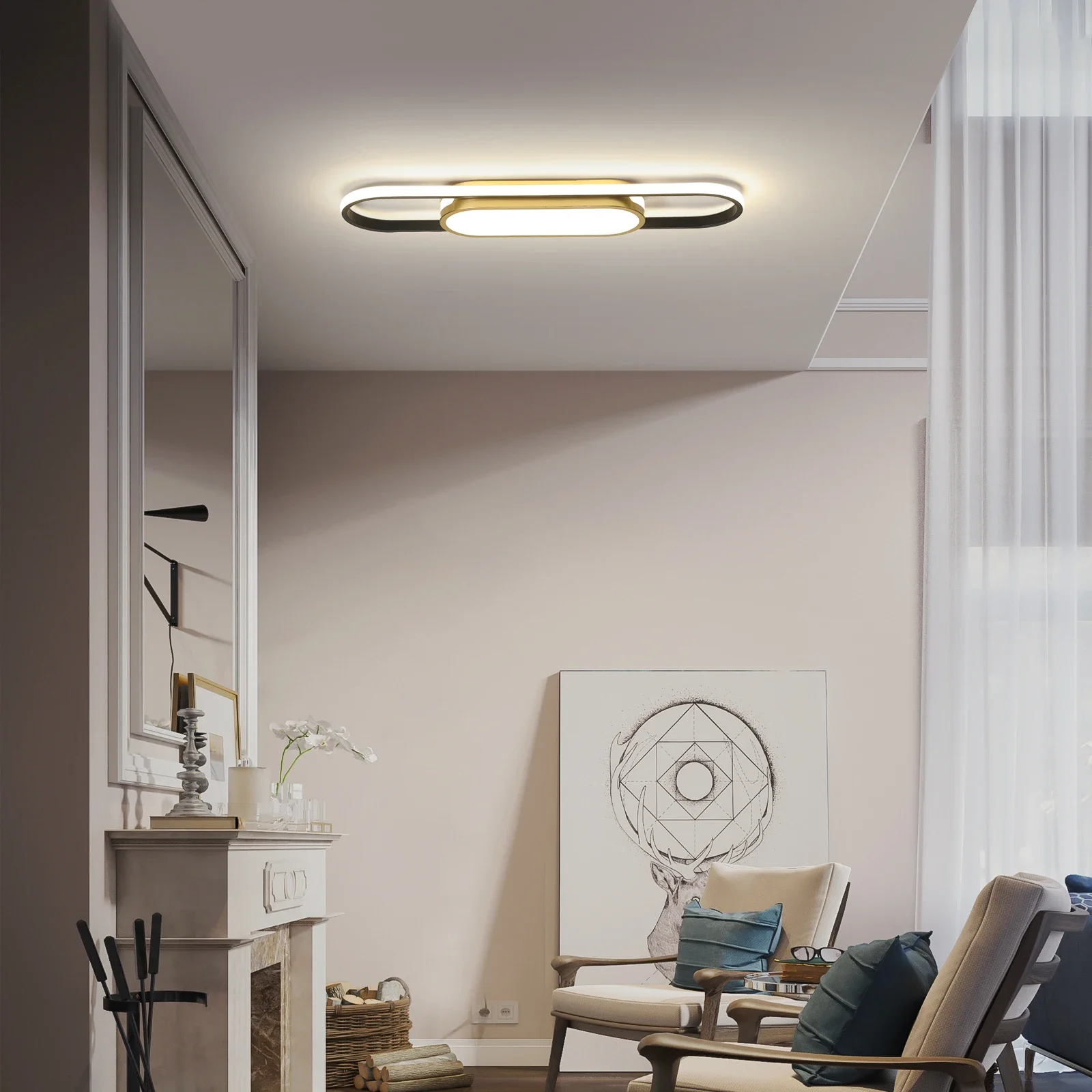 Imagem -04 - Luzes de Teto Led Reguláveis com Controle Remoto Lâmpada Moderna de Montagem Nivelada Linear Acrílica 27 Pés 30006500k 70cm 40w