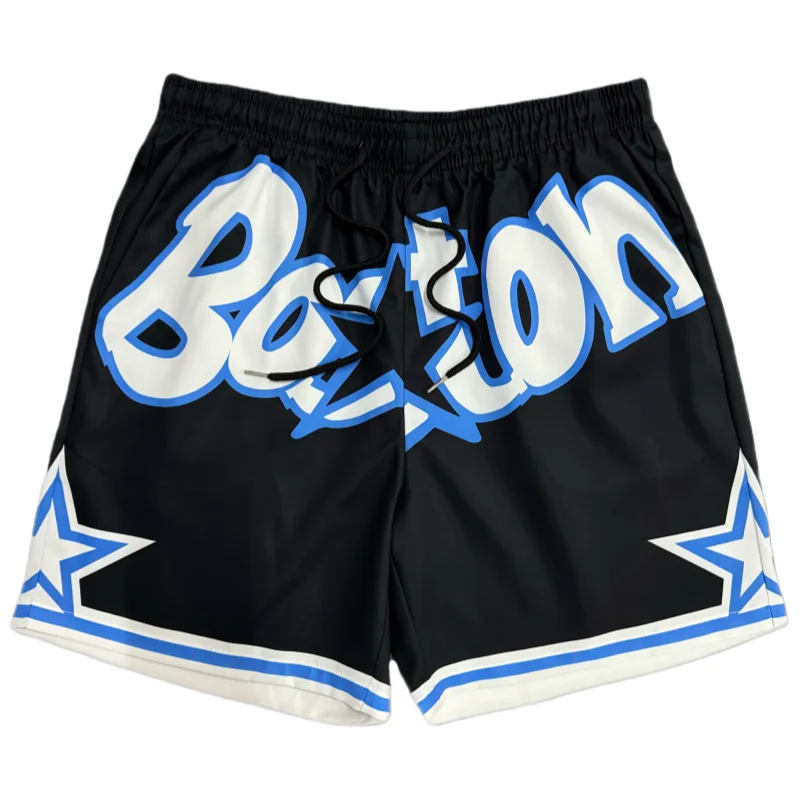

Summer High Performance Boston Star Basketball Shorts Men's Casual Quick-dry Beach Shorts Comfy Relaxed-Fit Flexible Moto Shorts
