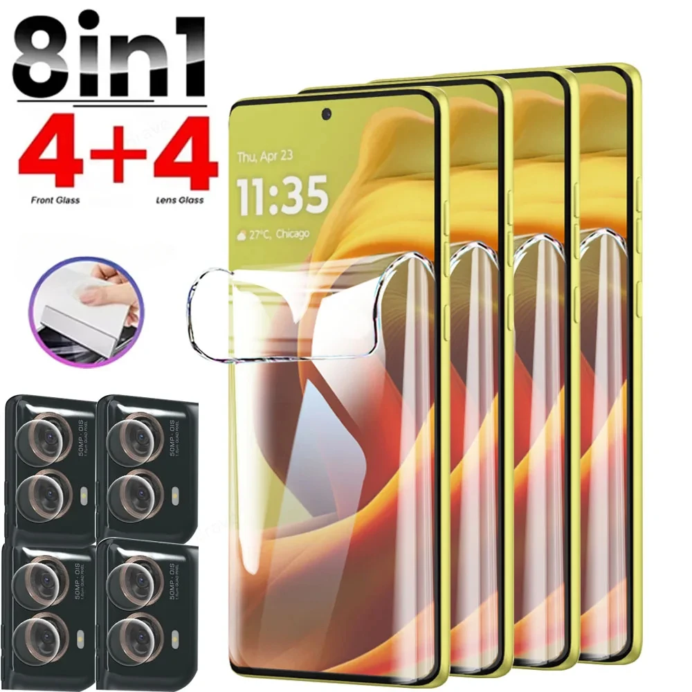 8IN1 For Motorola Moto G85 G54 G84 G14 G24 Hydrogel Film For Motorola Edge 40 30 Neo 50 Ultra Pro Fusion Camera Lens Protectors