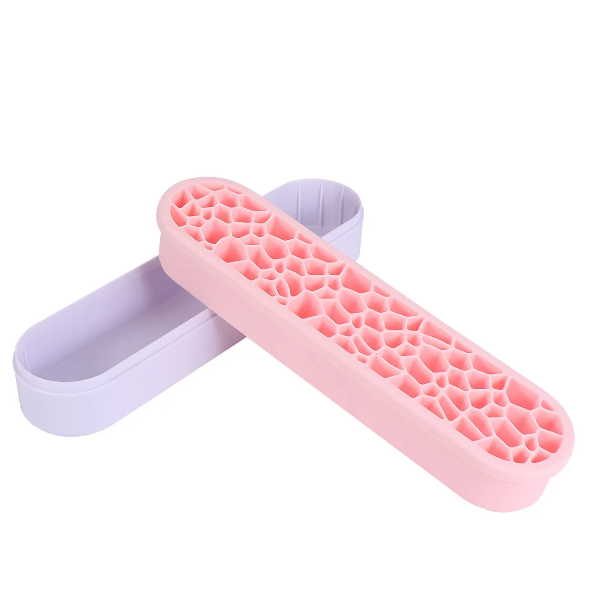Creative Pink Makeup Brush Holder Silicone Brush Drying Rack Organizer Portable Display Shelf for Travel Camping Home