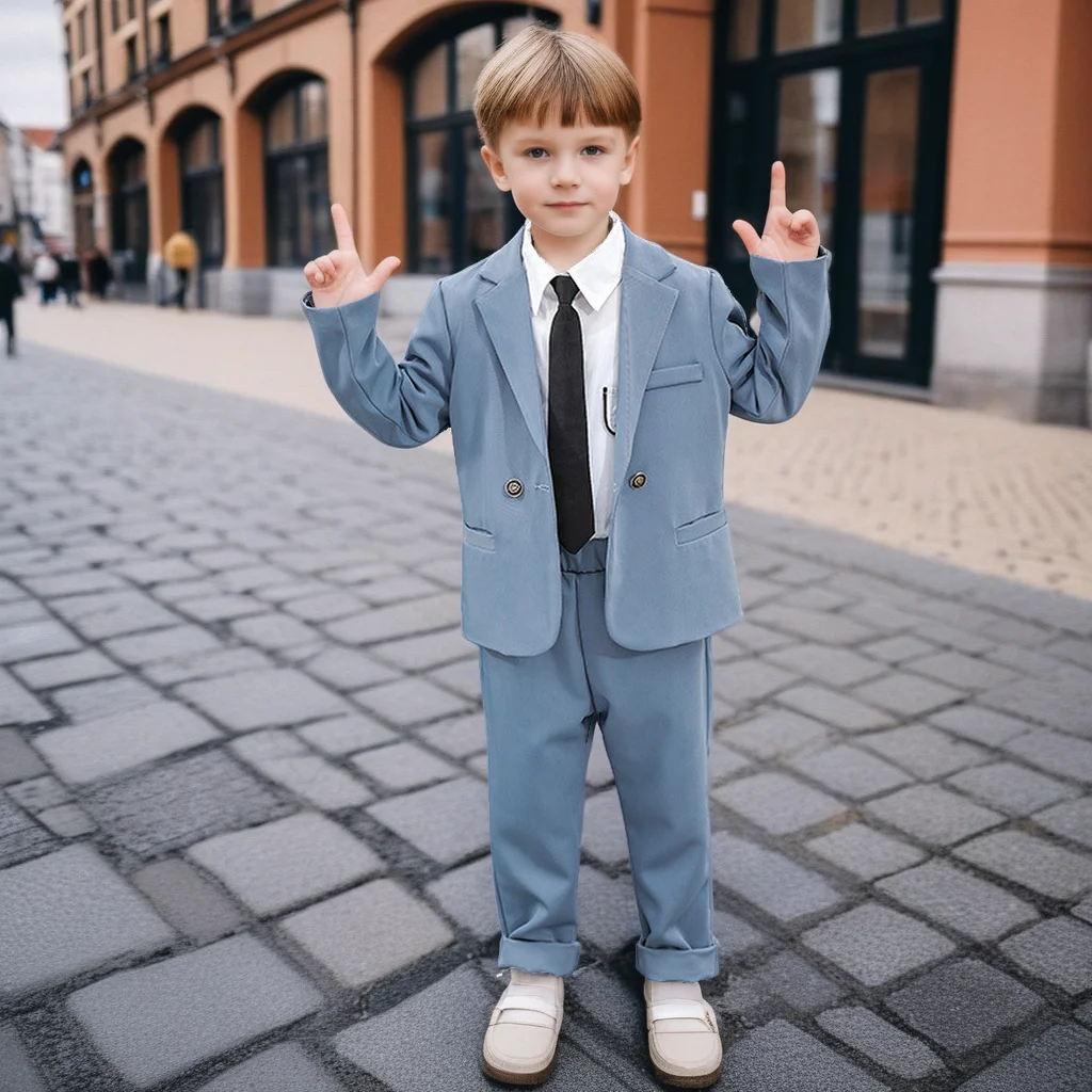 

Infants Boys Suits Weddings Spring Autumn Casual Blazers Jacket Pants 2pcs Teenage School Uniform Piano Costume Kids Clothes