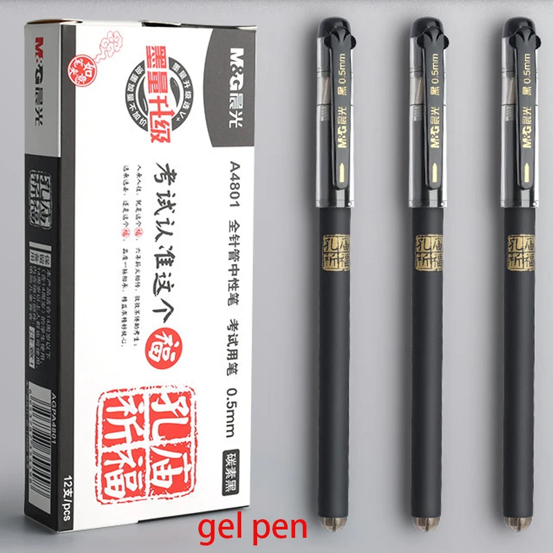 M&G Gelstift, 0,5mm Schwarzer Kohlenstoffstift, Austauschbare Tintenpatronen, Geeignet für Prüfungen, Büro, Studenten und Finanzwesen