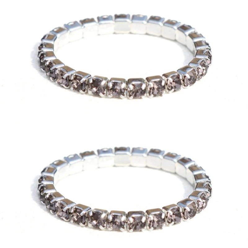 Versatile Stretch Moissanites Rings Set Trendsetting Stretchable Moissanites Rings Sparkling Finger Rings for Daily Wear