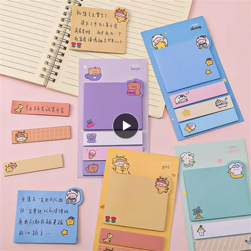 Kawaii Paper Sticky Notes, Creative Notepad, Memo Pads, School Staacquersing Adhesive Stickers, Posted It Pads