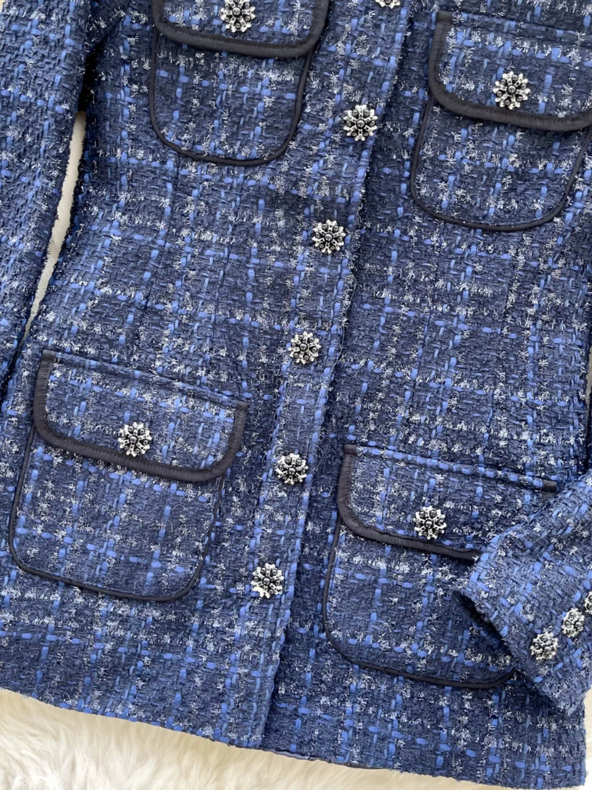 

Tweed Outerwear Women's Single Button Loose Design Ele Lady Winter Faion Top Quali Material Long Sve rou...