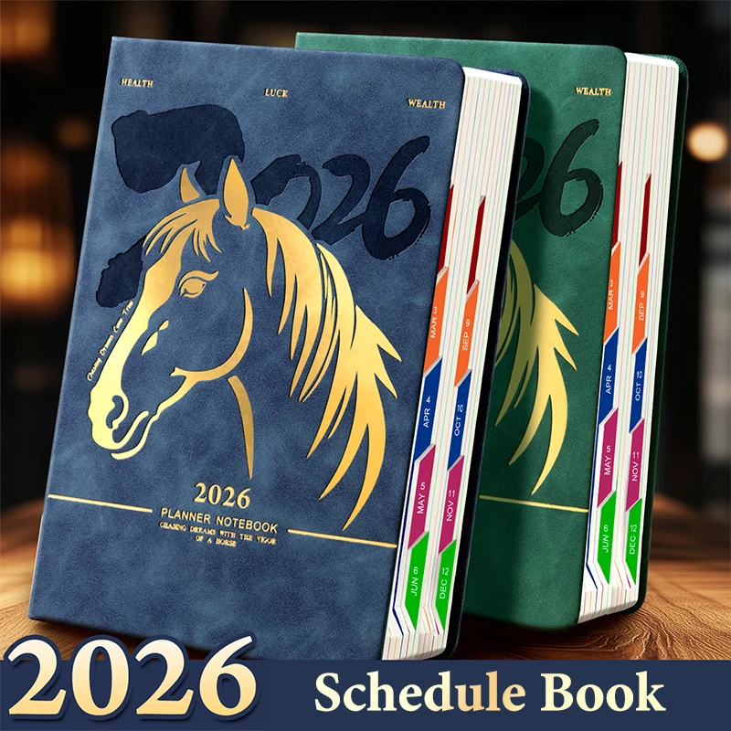 جدول مذكرات 2026 سنة الحصان A5 دفتر مخطط المحمولة التقويم الشهري مكتب اللوازم المدرسية طالب القرطاسية #1