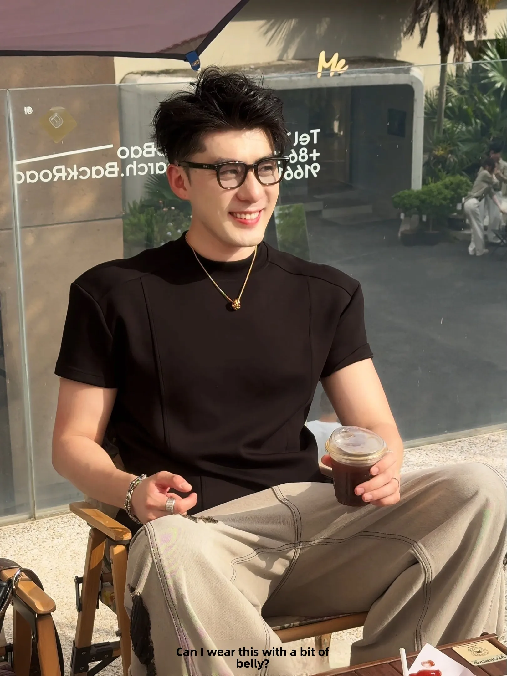 Summer Slim Fit Men's T-Shirt Short Sleeve Deconstructed Patchwork Black Top Shoulder Width Regular Length Basic Style round ...