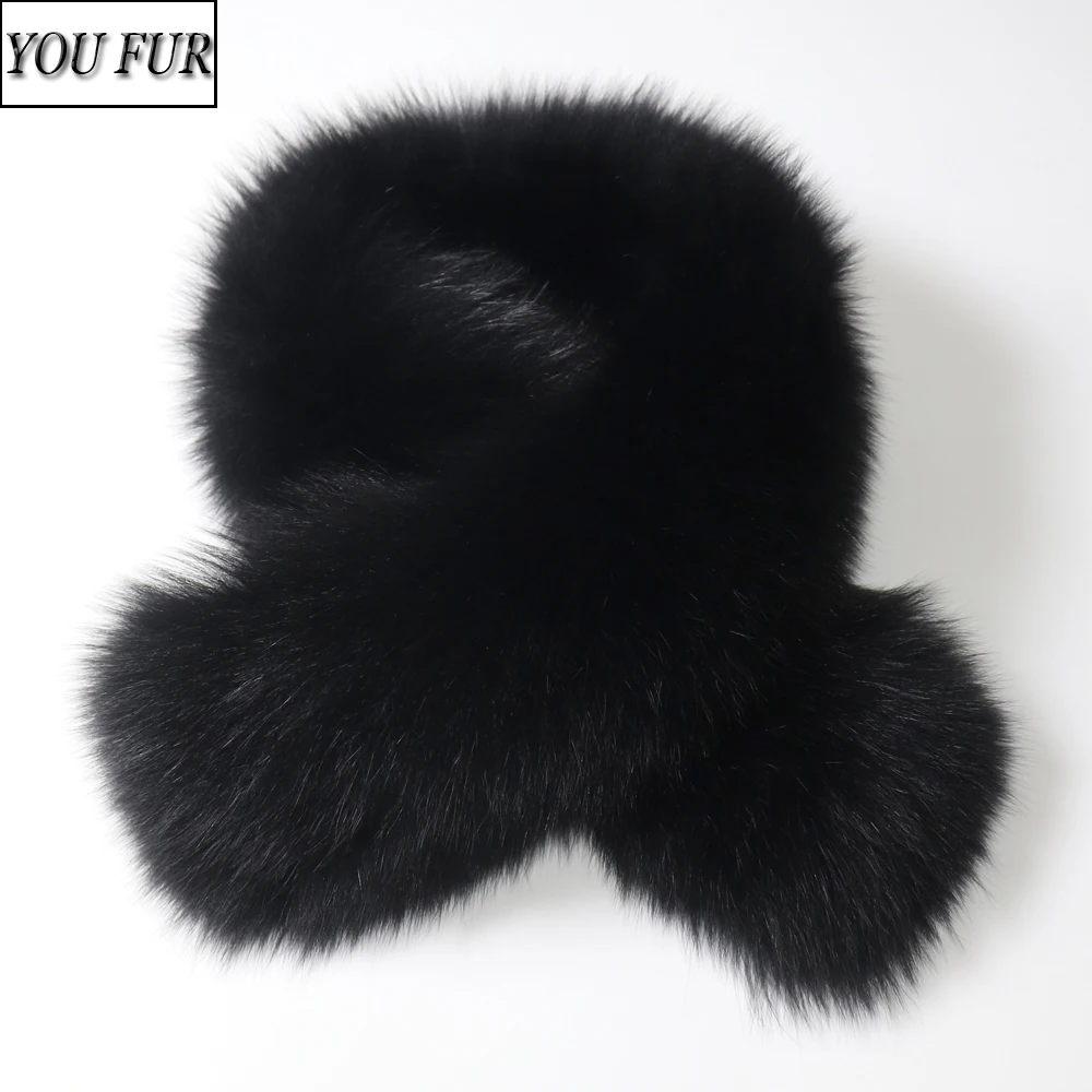 

New Luxury Fox Fur Scarf Collar Women Winter Keep Warm 100% Real Fox Fur Scarves Female Fashion Fluffy Natural Fox Fur Muffler