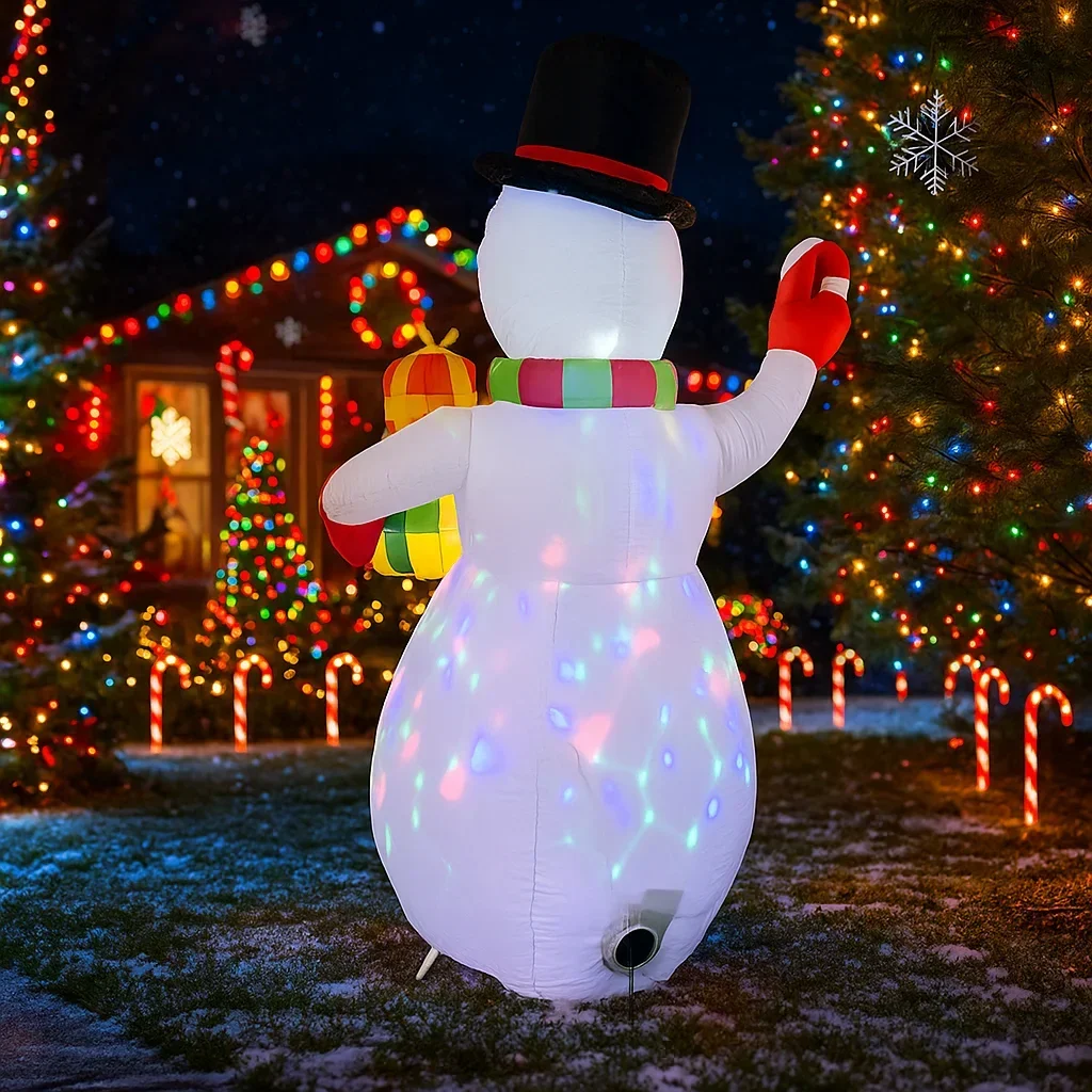 5ft decorações de natal boneco de neve inflável segurando presentes brinquedos casa quintal ornamentos com decoração led natal decoração ao ar livre brinquedo