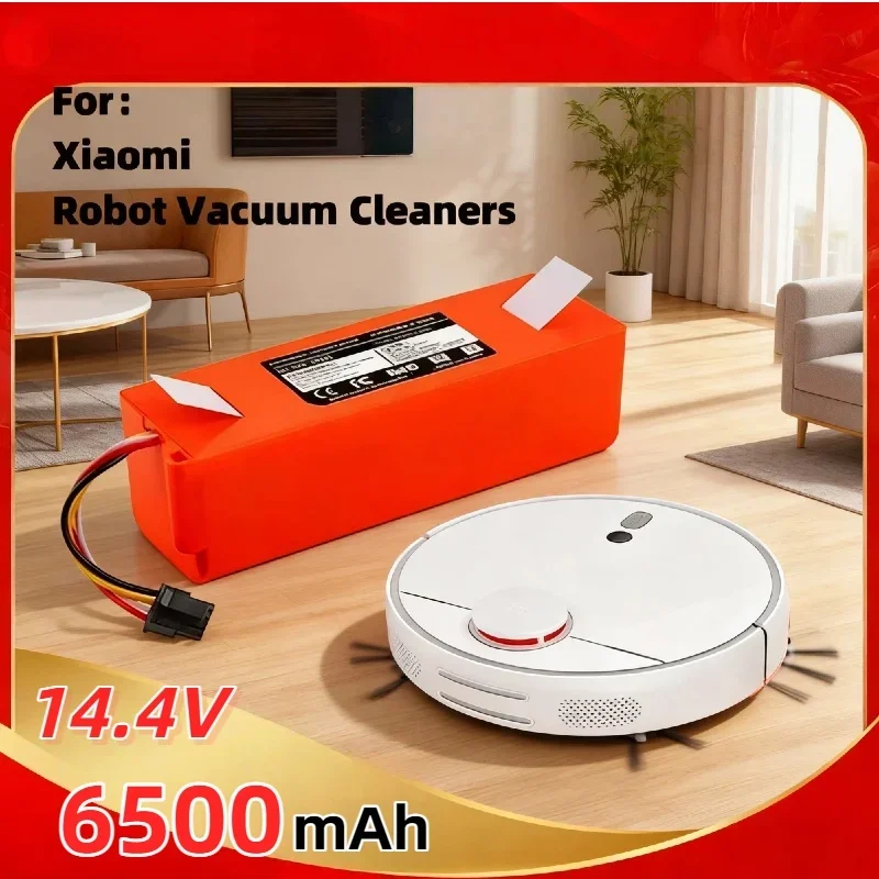 Rechargeable 14.4V 6500mAh Replacement Battery Pack for Roborock S50 S51 S55 S5 MAX S60 S65 S6 Robot Vacuum Cleaner Long Lasting