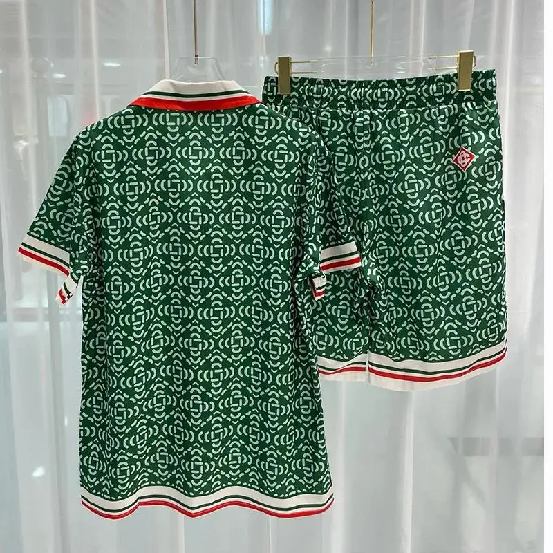 موسم الصيف الرجال عارضة قميص الشاطئ السراويل قميص هاواي صيفي مجموعة عصرية الشباب عبر الحدود نمط مريح للتنفس #3