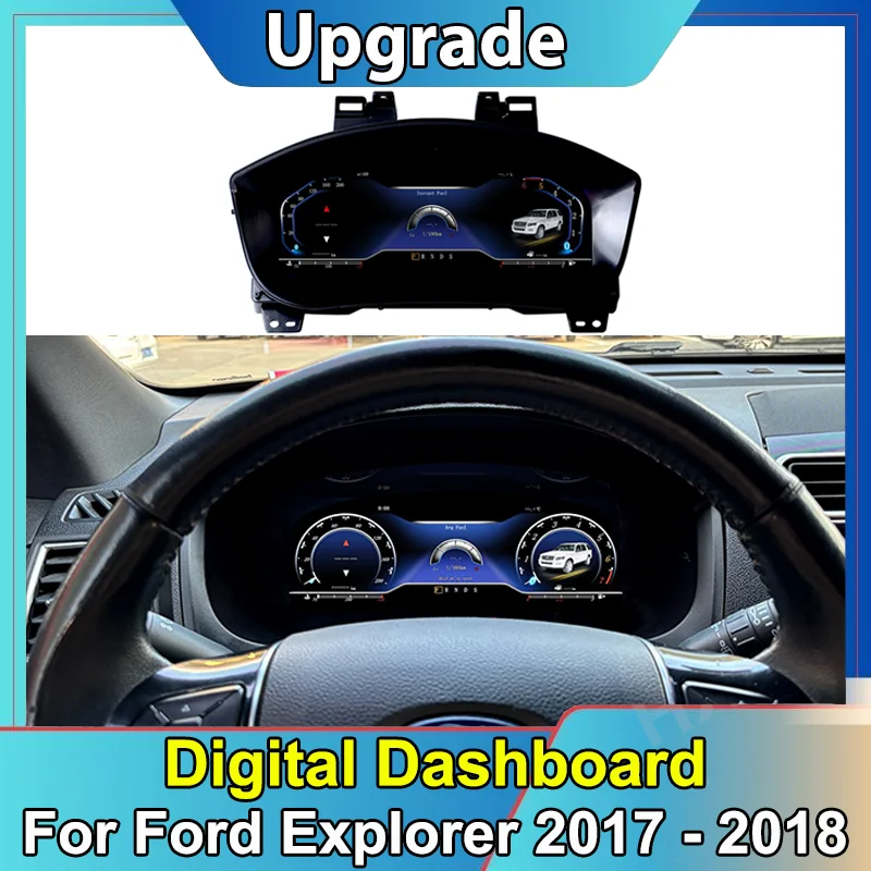 

Автомобильный ЖК-цифровой кластер с виртуальной кабиной SpeedMeter Dash Carplay для Ford Explorer 2017 2018, приборный экран, панель