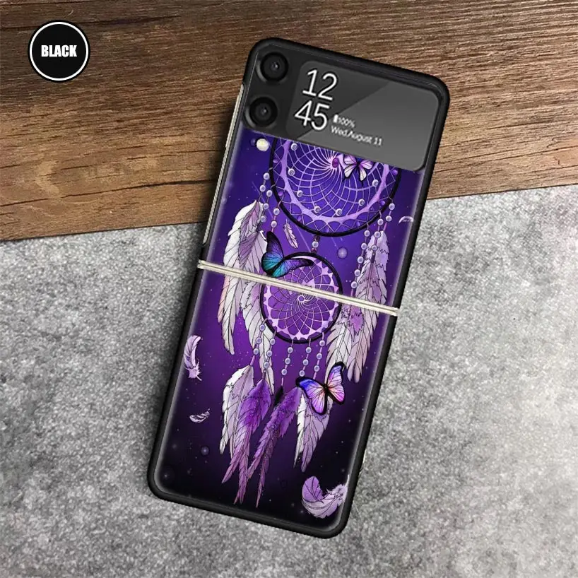 Retro Feather Dreamcatcher Phone Fold Case for Samsung Galaxy Z Flip 6 5 4 3 ZFlip6 Z Flip5 Flip6 Flip4 Flip3 5G Black Shell Cov image 6