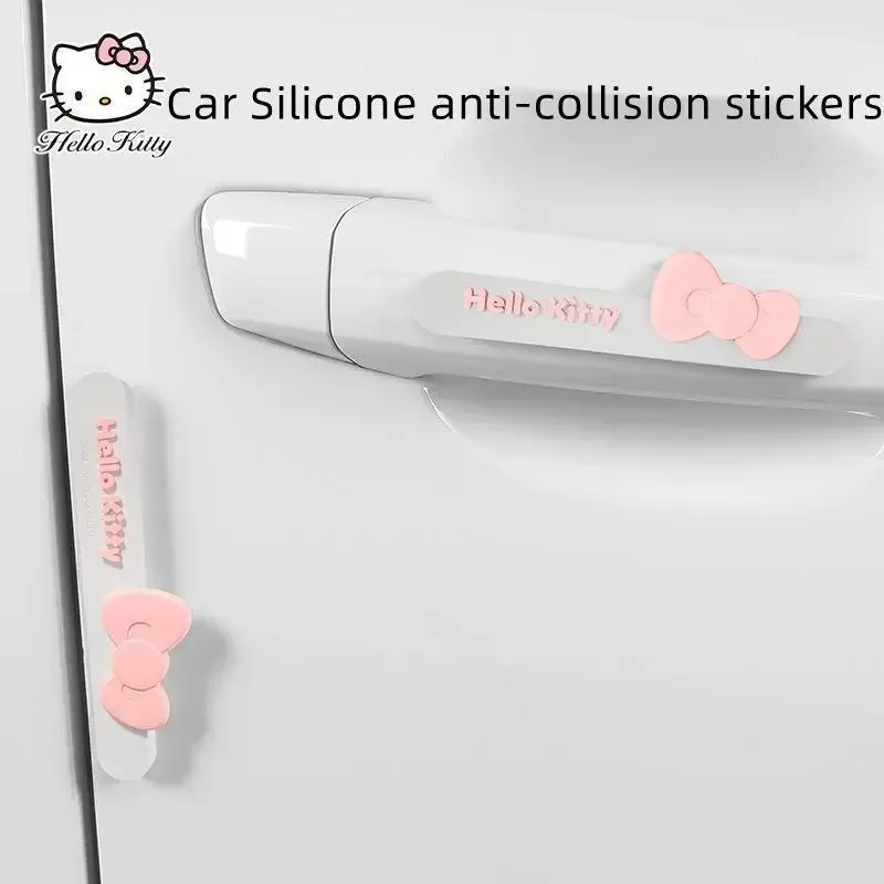 

Sanrio Hello Kitty Car Door Anti-collision Strip Cute Cartoon Anime 4pcs Rearview Mirror Rubber Strip Car Accessory Holiday Gift