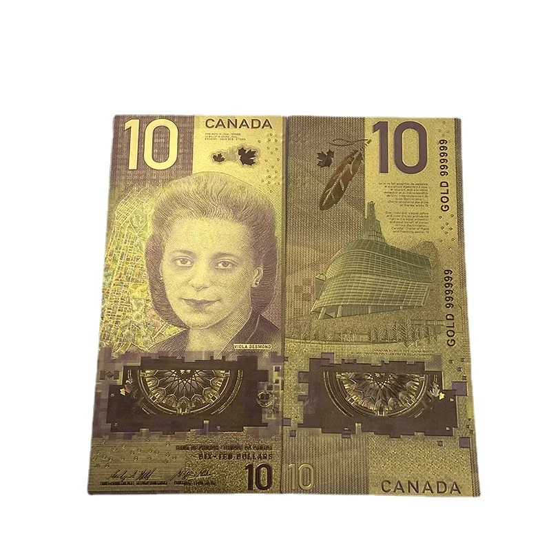 1pcs/lot Nice Canada Banknote 1 10 100 Canadian Dollar Banknote in 24k Gold Plated For Collection