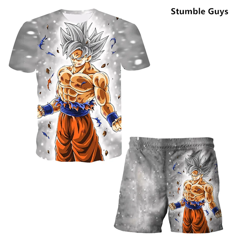 Dragon Ball Tshirts Set Kids Super Saiyan Goku T-shirt Shorts 2 Pcs Baby Boy Clothes  Anime Summer Children Clothing Sets Kid