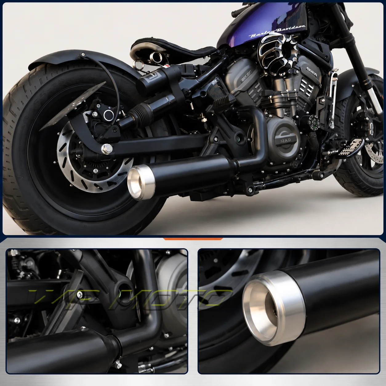 Straight-through exhaust, suitable for BENDA ROCK 707 motorcycle modification parts.