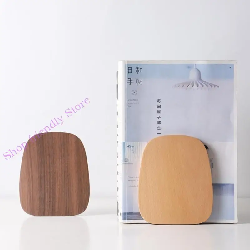 

594A Tabletop Magazine Holder Retro Bookend Wooden Book Stopper Anti-slip Room Ornemants for Shelf Desk 4''L x 4''for W x 5.5