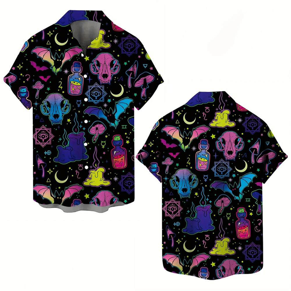 3D Printed Men's Hawaiian Shirt with Skull Design