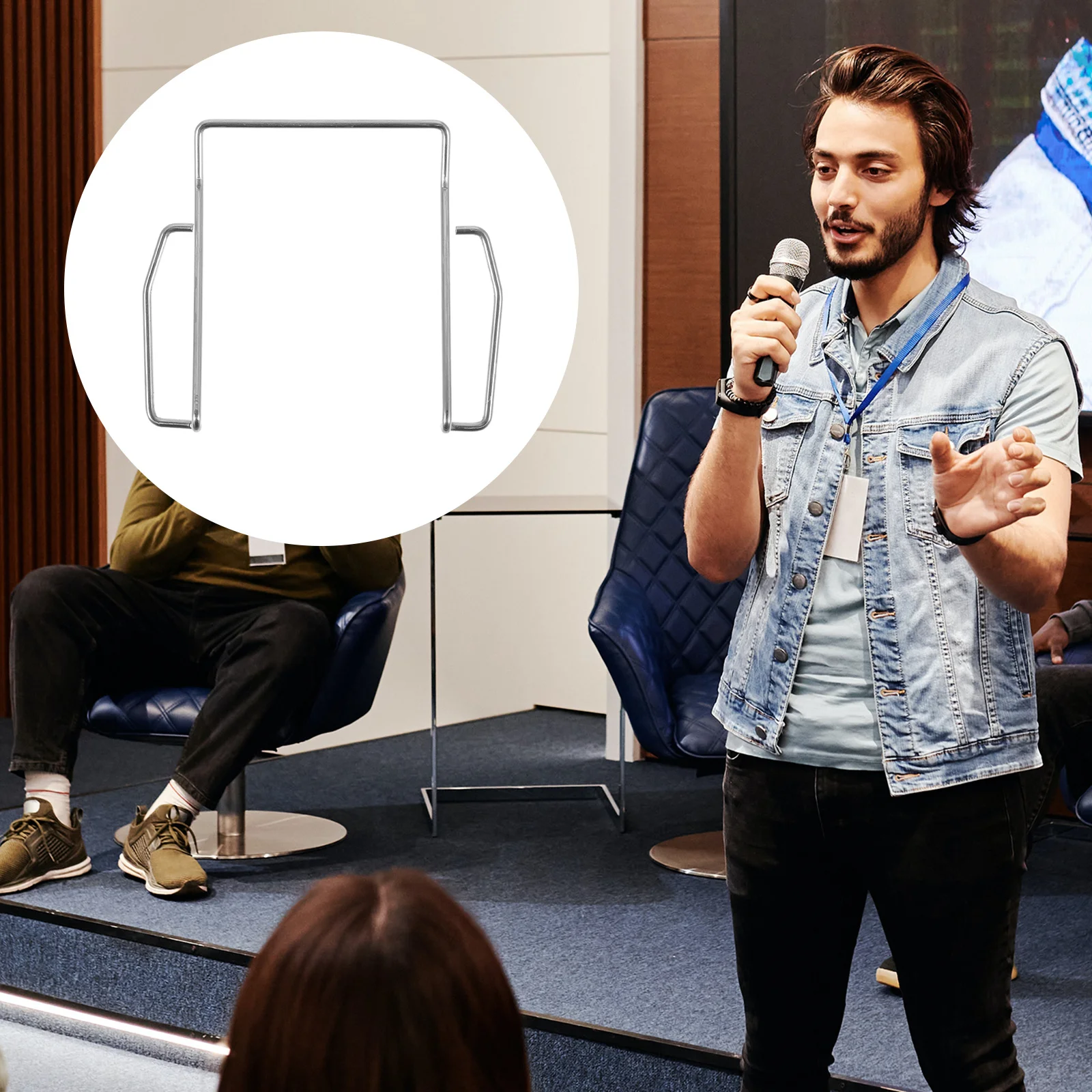 

Sturdy Metal Microphone Belt Clip Universal Mic Holder Easy to Use for Podium Speeches Conferences and Stage Supplies High