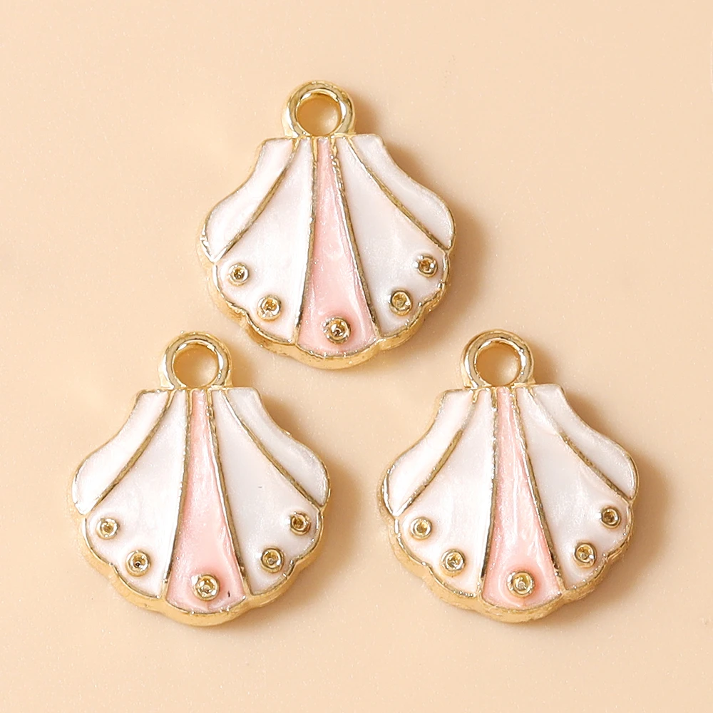 Leslie 20 Stück Emaille-Anhänger, 12 x 14 mm, niedliche, schöne Muschel-Anhänger für die Schmuckherstellung, Anhänger für Ohrringe, Armbänder, Halsketten, DIY – Detail 9