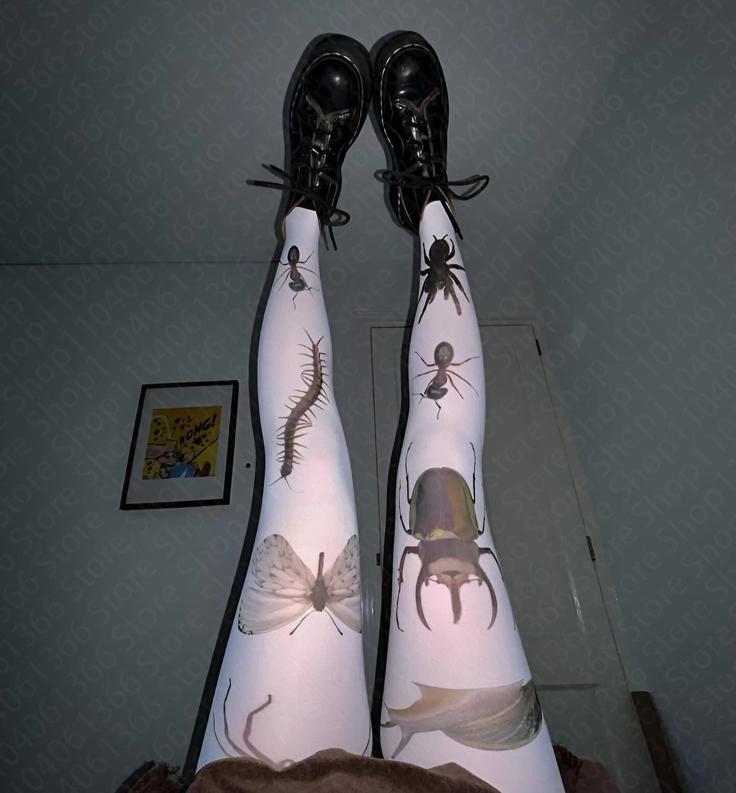 Calzini lunghi stampati con motivo cartoon bianco Kawaii anni 2000 Calzini sopra il ginocchio Harajuku che dimagriscono stile Y2K Giochi di ruolo Calzini carini Emo Gi