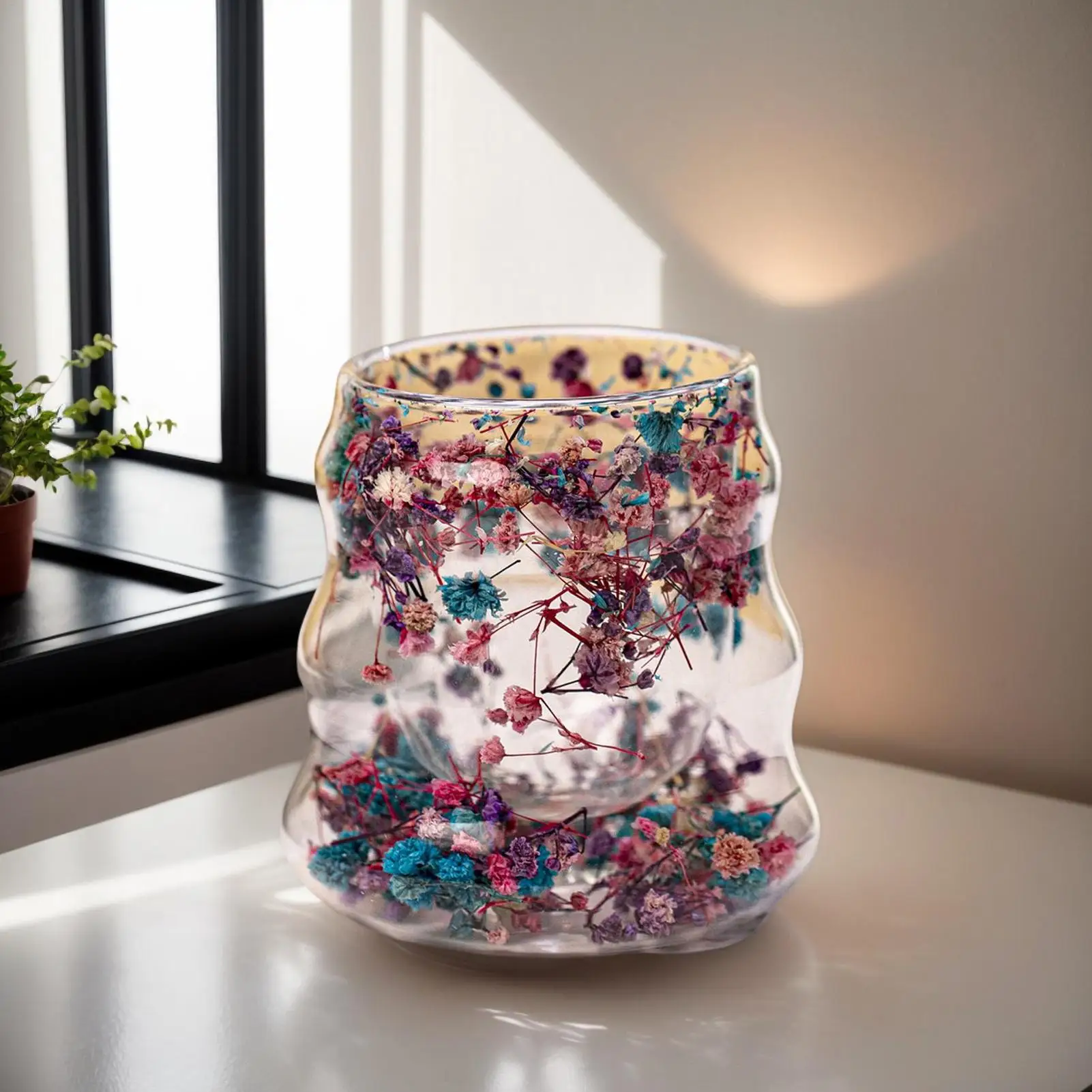 

Double Glass Coffee Cups Dried Flower Double Insulated Glass Coffee Mugs 160ml Reusable Drinkware For Hot Cold Beverage Water
