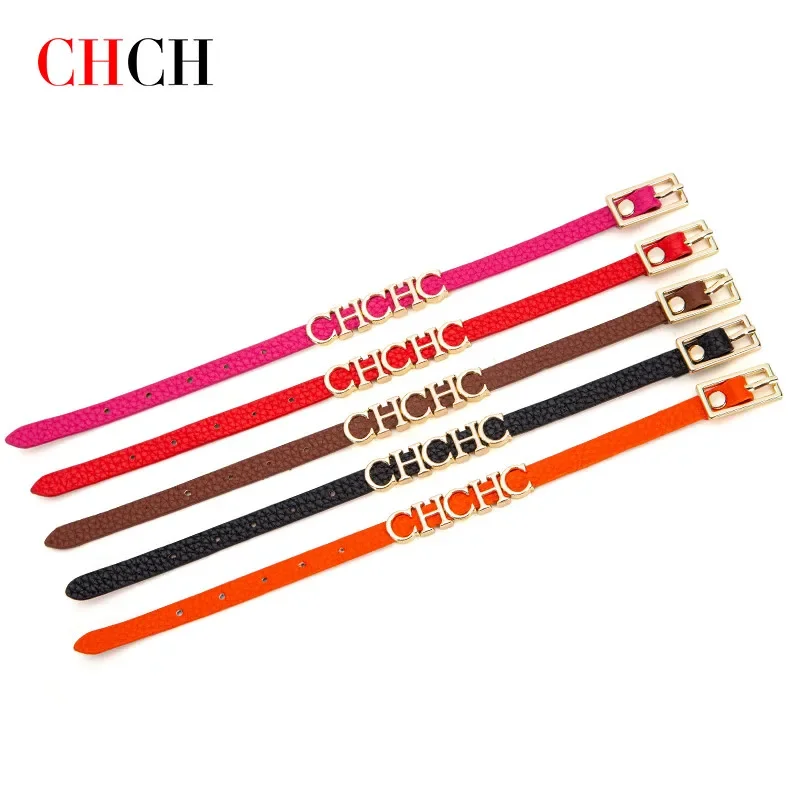 CH Women\'s Bracelet 2024 New Fashion Letters Retro Simple Leather Women\'s Bracelet Classic Hundred Accessories Hand Jewellery