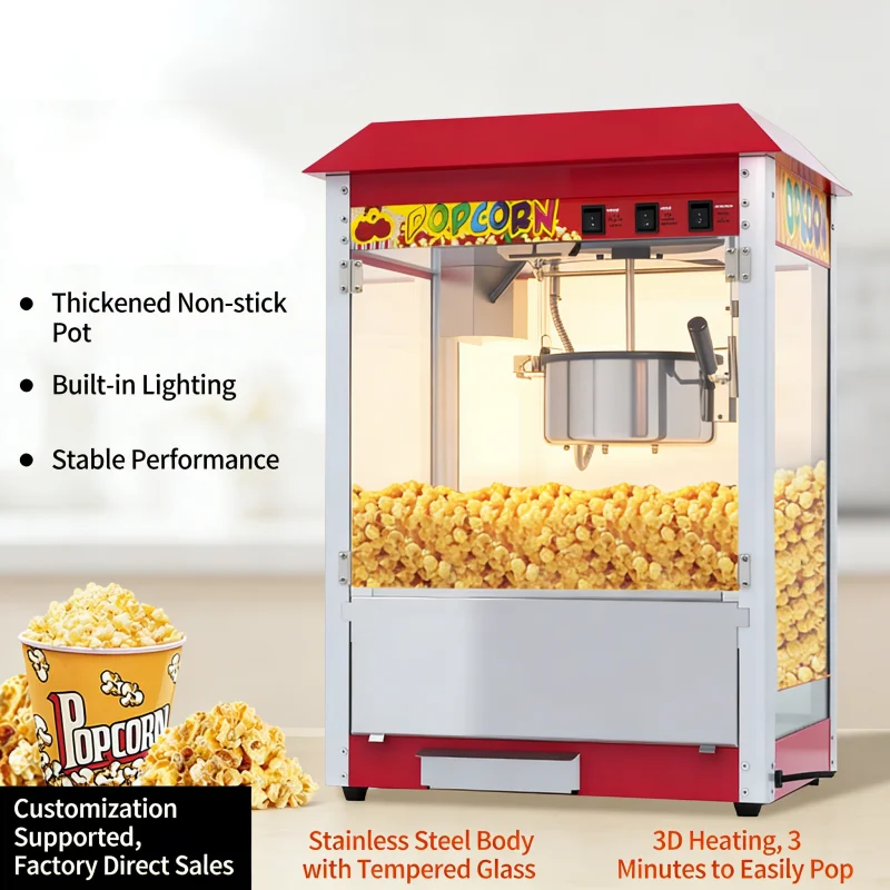 

Commercial Popcorn Machine Automatic Electric Hot Air Popper for Butterfly & Mushroom Popcorn Stall Use