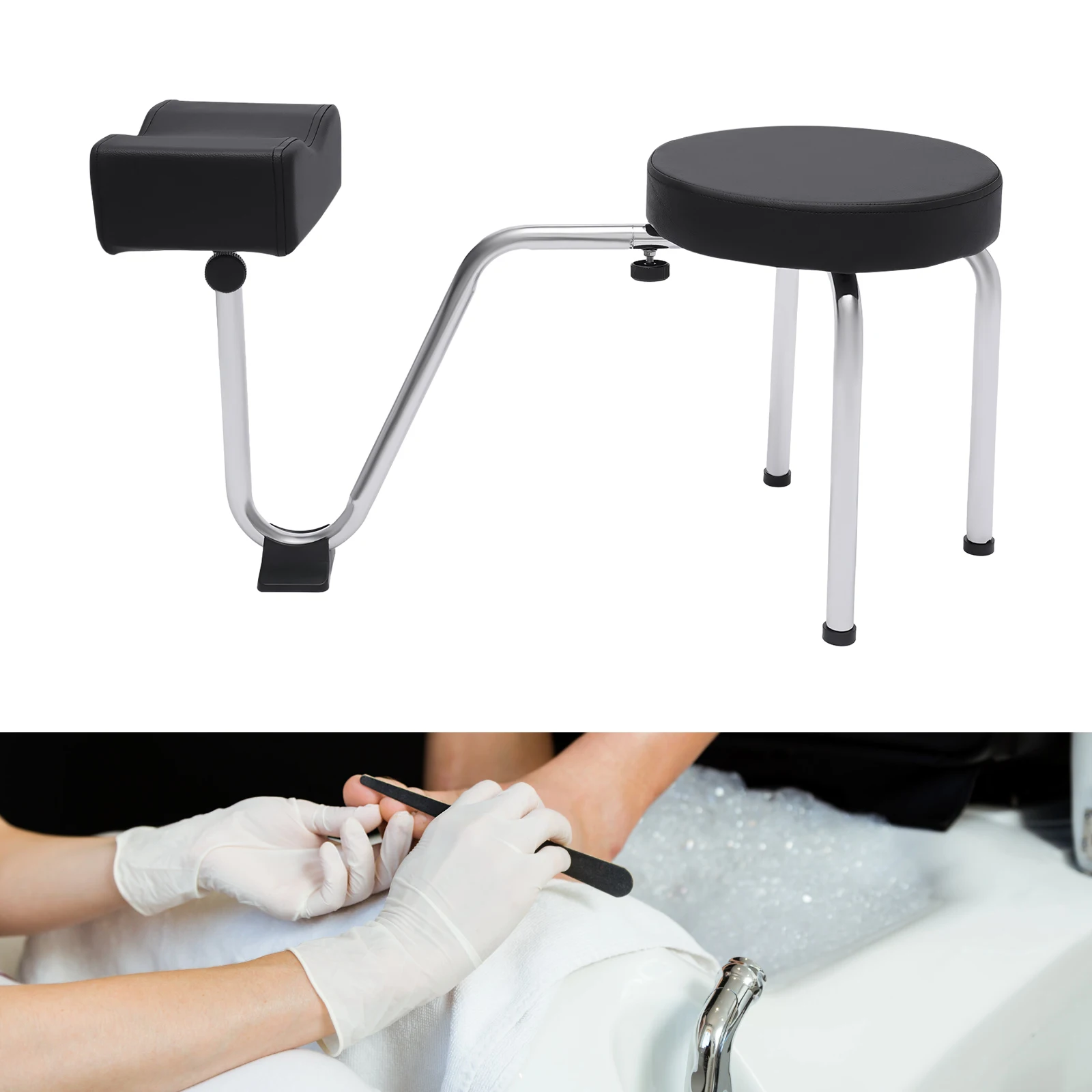 Pedicure Foot Rest Stool Chair, Adjustable Leg Rest PVC Pad Pedicure Foot Rest Stand For Nail Tech Spa Beauty Salon Studio