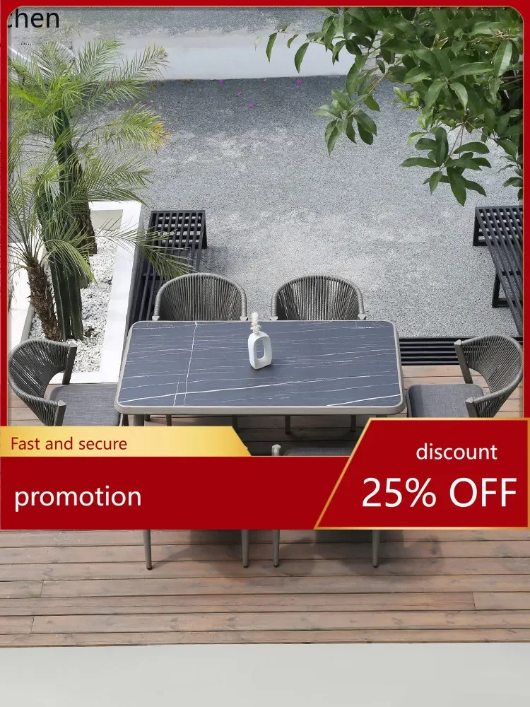 w2+  Outdoor  and Chair Set Rock Plate Hot Pot  Home Tea   Leisure Chair Balcony Courtyard  and Chair