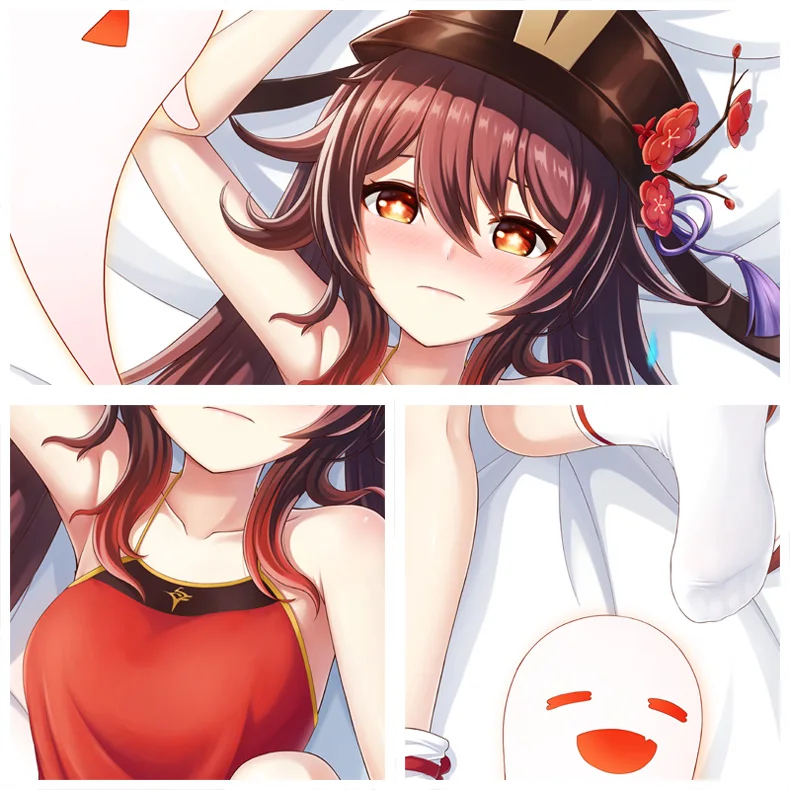 Juego de Anime Genshin Impact Hutao Hanayome chica Sexy Dakimakura abrazando el cuerpo funda de almohada Otaku decoración de cama DMJSW