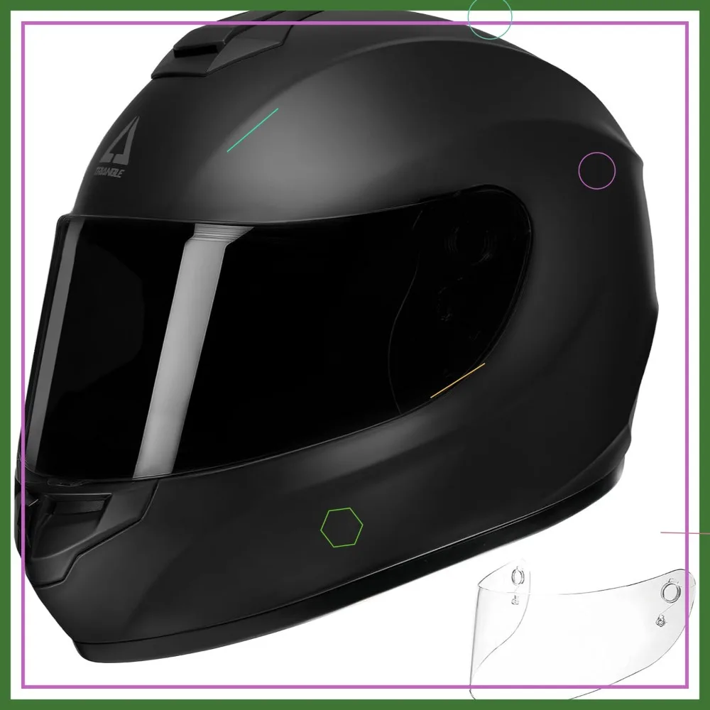

TRIANGLE Motorcycle Helmets Full Face with Tinted & Clear Visor, DOT Approved
