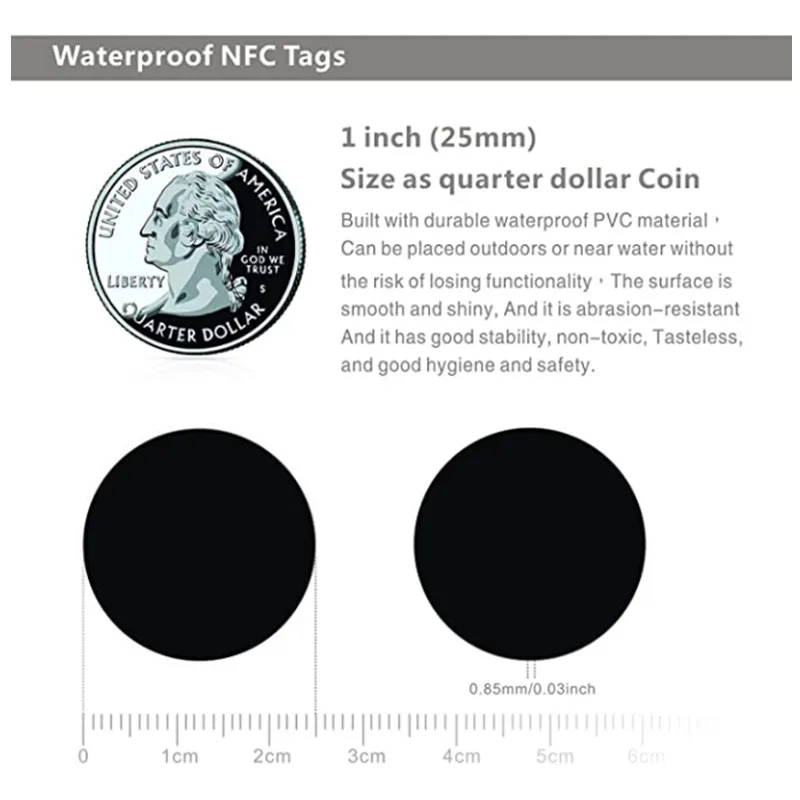 10-30PCS NFC215 NFC Cards Black NFC Tags Water Proof NFC 215 Tags 100% Compatible with TagMo 504 Bytes Memory Fully Programmable