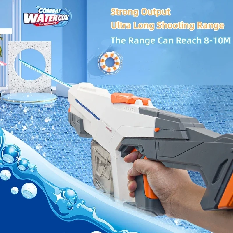 KR Powerful Electric Water Gun Toy Fully Automatic With LED Large-Capacity Spray Blaster Summer Pool Outdoor Toy For Kids Adults