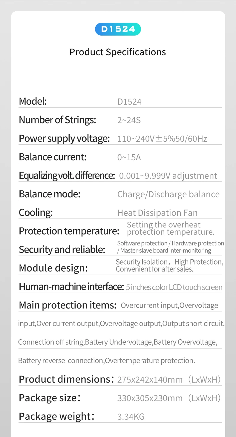 D1024/d1524 15a Hochstrom-Lithiumbatterie-Equalizer Druck differenz Reparatur Balancer Batterie Equalizer Auto Wartung – Detail 11