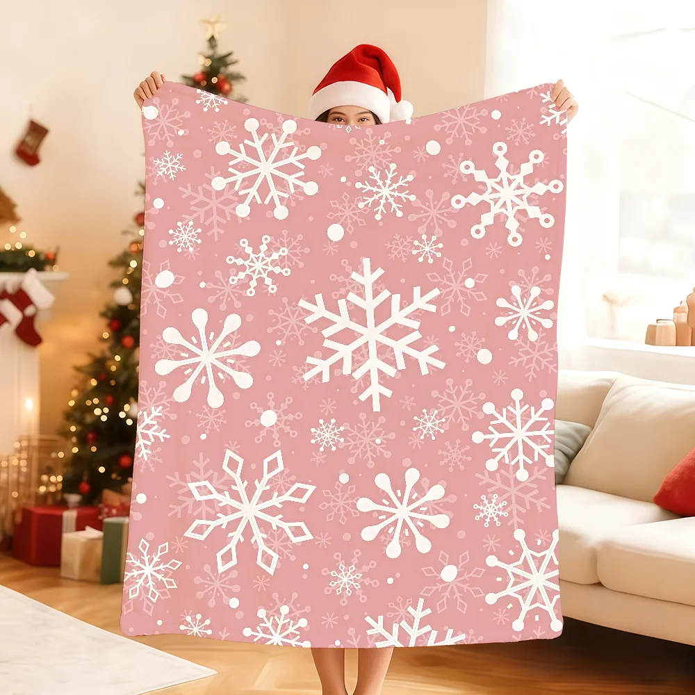 P-Pink S-Snowflake P-Pattern Blanket Soft Throw Blanket for Home Bedroom Bed Sofa Picnic Travel Office Rest Cover Blanket Gift