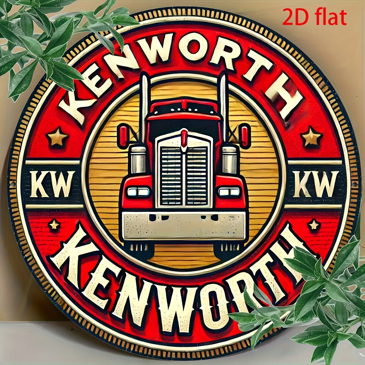[2D Flat] Druck 1 Stück, Vintage 8x8 Zoll für KENWORTH Truck Logo Aluminium Metallschild – Folie gravierte Wandkunst für Zuhause, Büro,