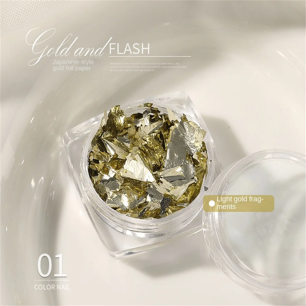 1~8PCS Nail Design Manicure 9 Color Nail Supplies Gold Silver Foil Paper Glitter Foil Flakes Nails Nail Accessories