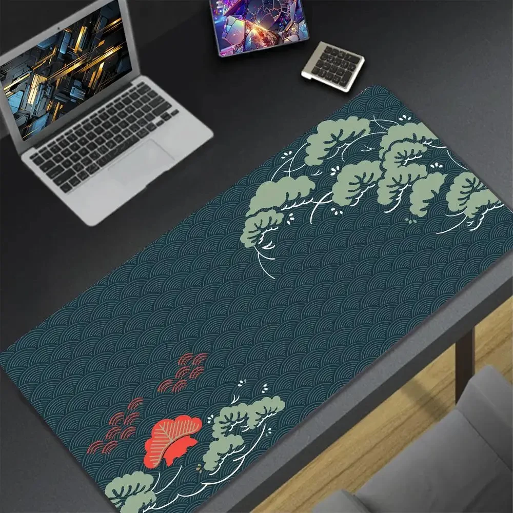 

Japanese waves Mousepad Large Mouse Pad Xxl 600x1200mm Gaming Mouse Mat Black and white Pc Accessories Design waves Art Desk Mat