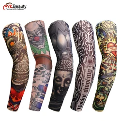 5 PCS misto nuovo 92% Nylon elastico Fasullo manica tatuaggio temporaneo disegni del corpo calze Braccio tatuaggio per gli uomini freddi donne