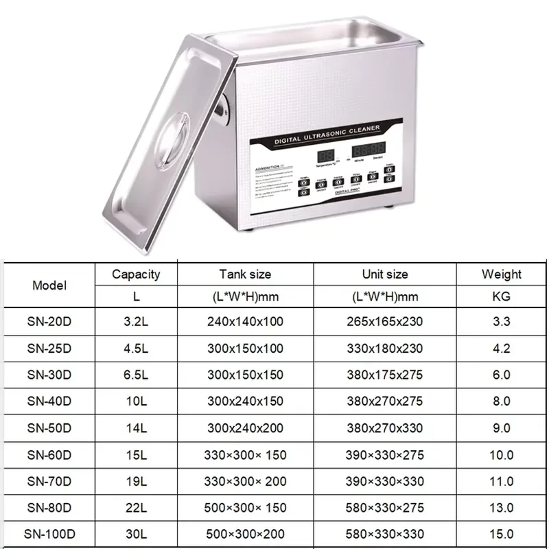 SN-60D 15L Ultrasonic Automated Engine Parts Washing Machine Electric Fuel New Cleaning Equipment for Automobiles Motorcycles