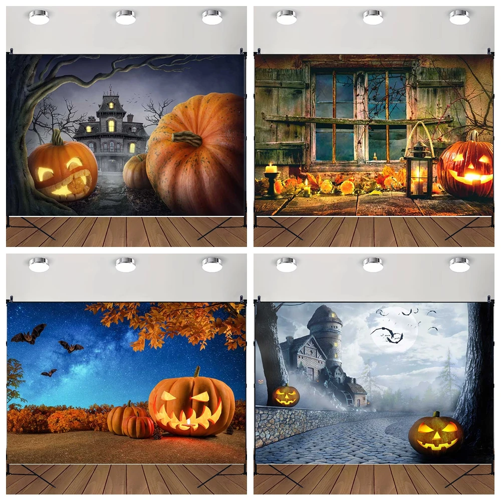 

MOON.QG Halloween Lanterns Backdrops Cabin Spider Webs Backgrounds For Photographs Birthday Party Portrait Wallpaper Photo Booth