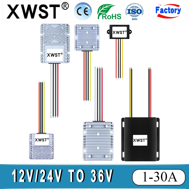 

XWST Step Up DC to DC Converter 12v 24v to 36v 1A 3A 5A 8A 10A 15A 20A 30A Boost Power Supply 10-35v to 36vdc Voltage Regulator